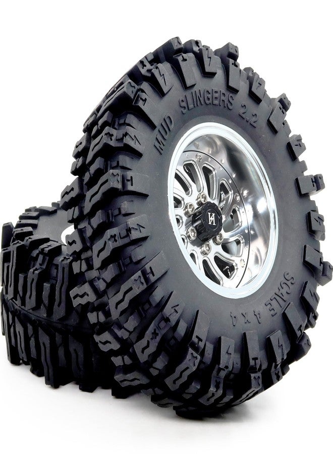 hobbysoul إطارات HOBBYSOUL Mud Slingers مقاس 2.2 بوصة بارتفاع 124 مم وعجلات Beadlock مقاس 2.2 بوصة بإزاحة قابلة للتعديل وحواف بعرض 40 مم لسيارات التحكم عن بعد الزاحفة والطرق الوعرة SCX10 وEverest 10 وCapra وWraith، HS701582 - Image 3